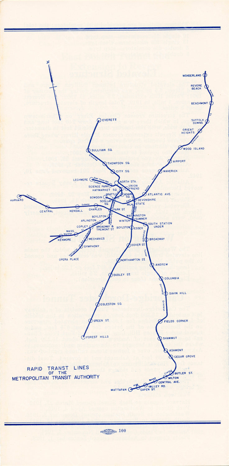 Boston MTA Rapid Transit System Pamphlet 1957 (Map)