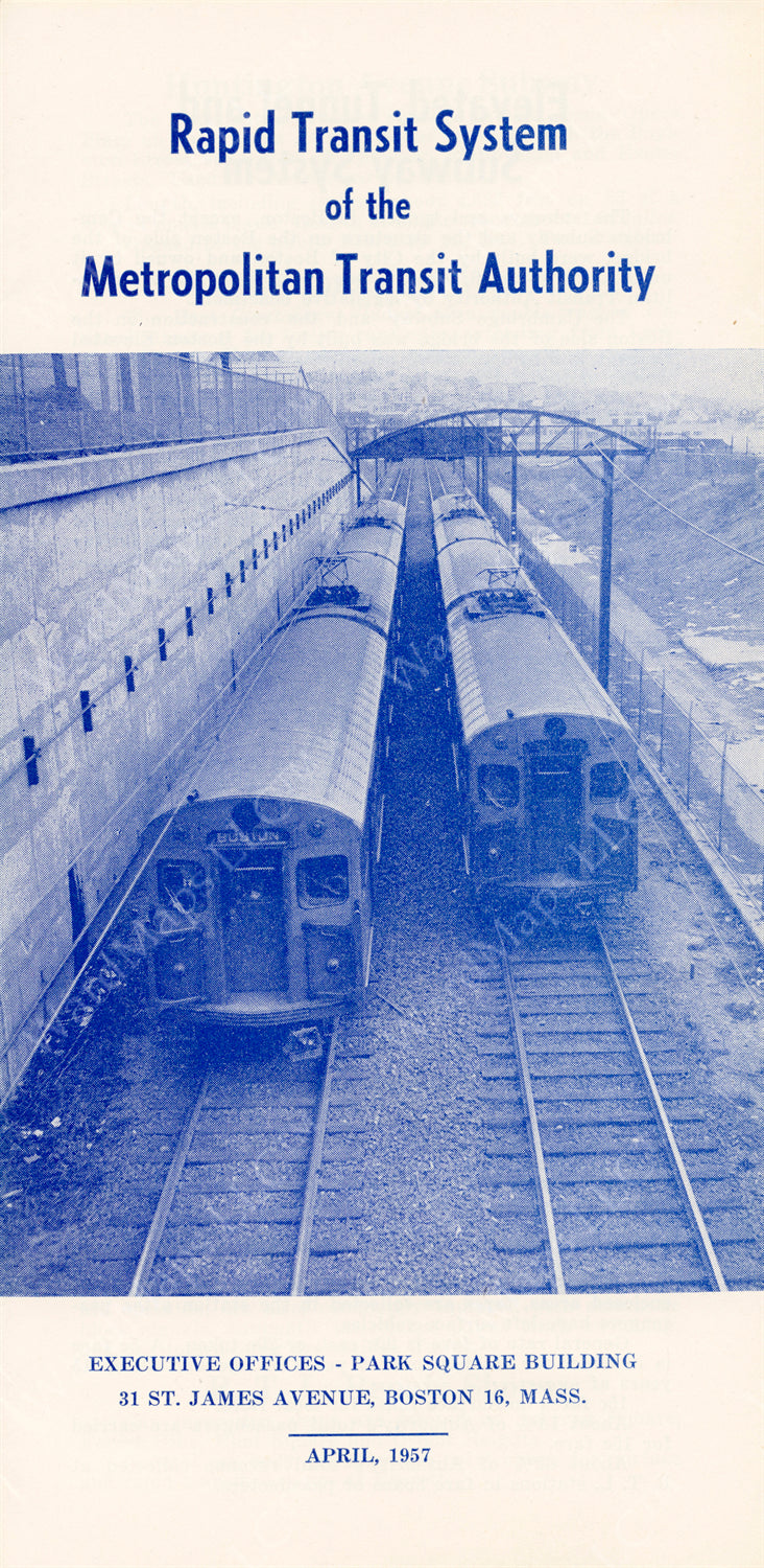 Boston MTA Rapid Transit System Pamphlet 1957 (Cover)