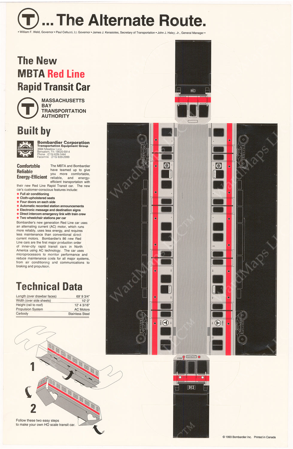MBTA Red Line Rapid Transit Car Promotional Print 1993