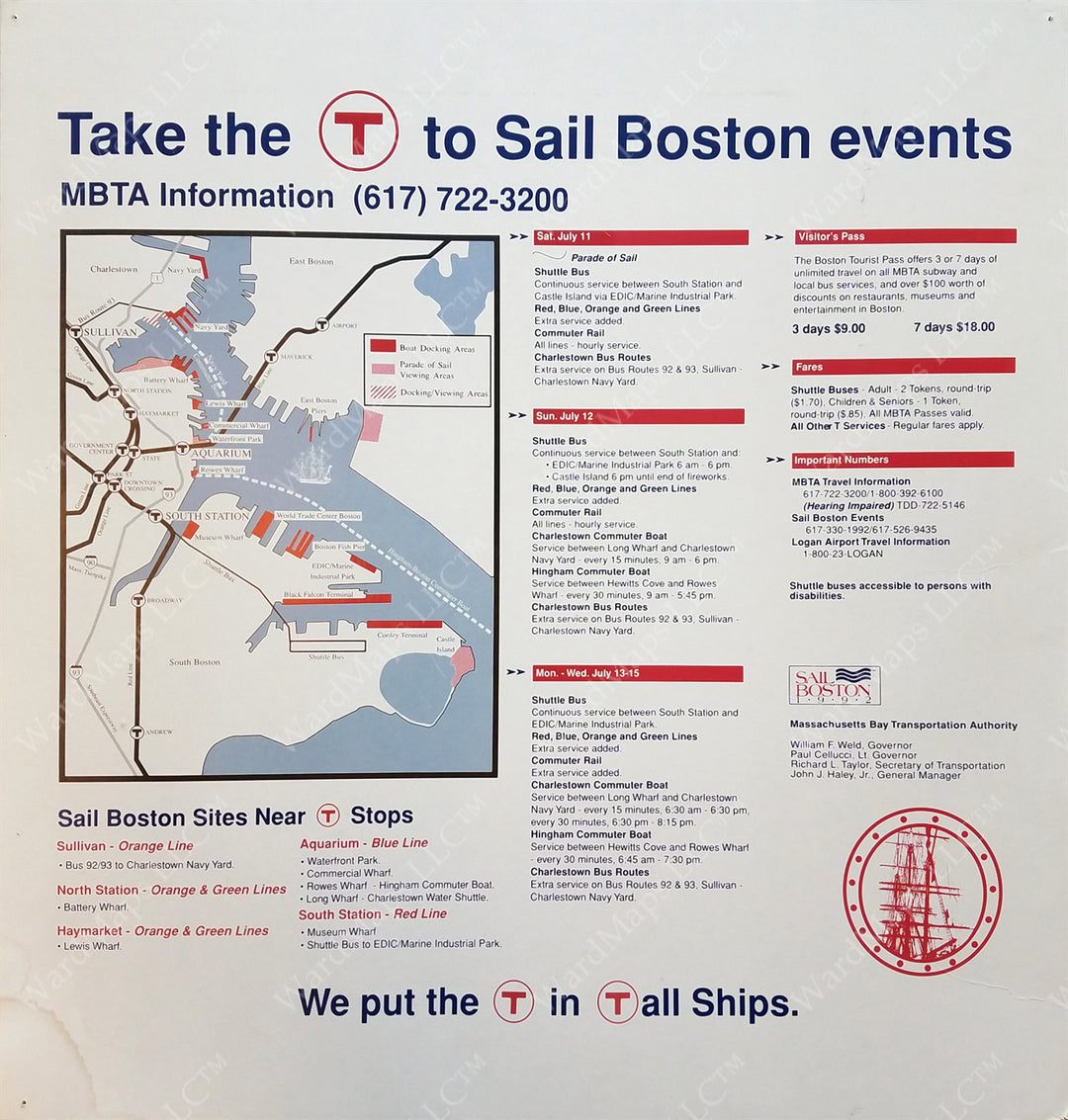 MBTA Sail Boston 1992 Car Card Poster