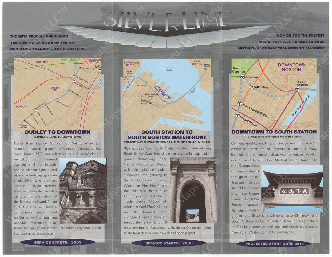 MBTA Silver Line (Boston, Massachusetts) Brochure Circa 2000 (Side B)