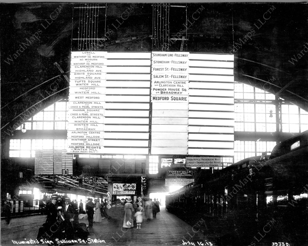 Sullivan Square Station Streetcar Departure Boards, Charlestown, Massachusetts, July 16, 1913