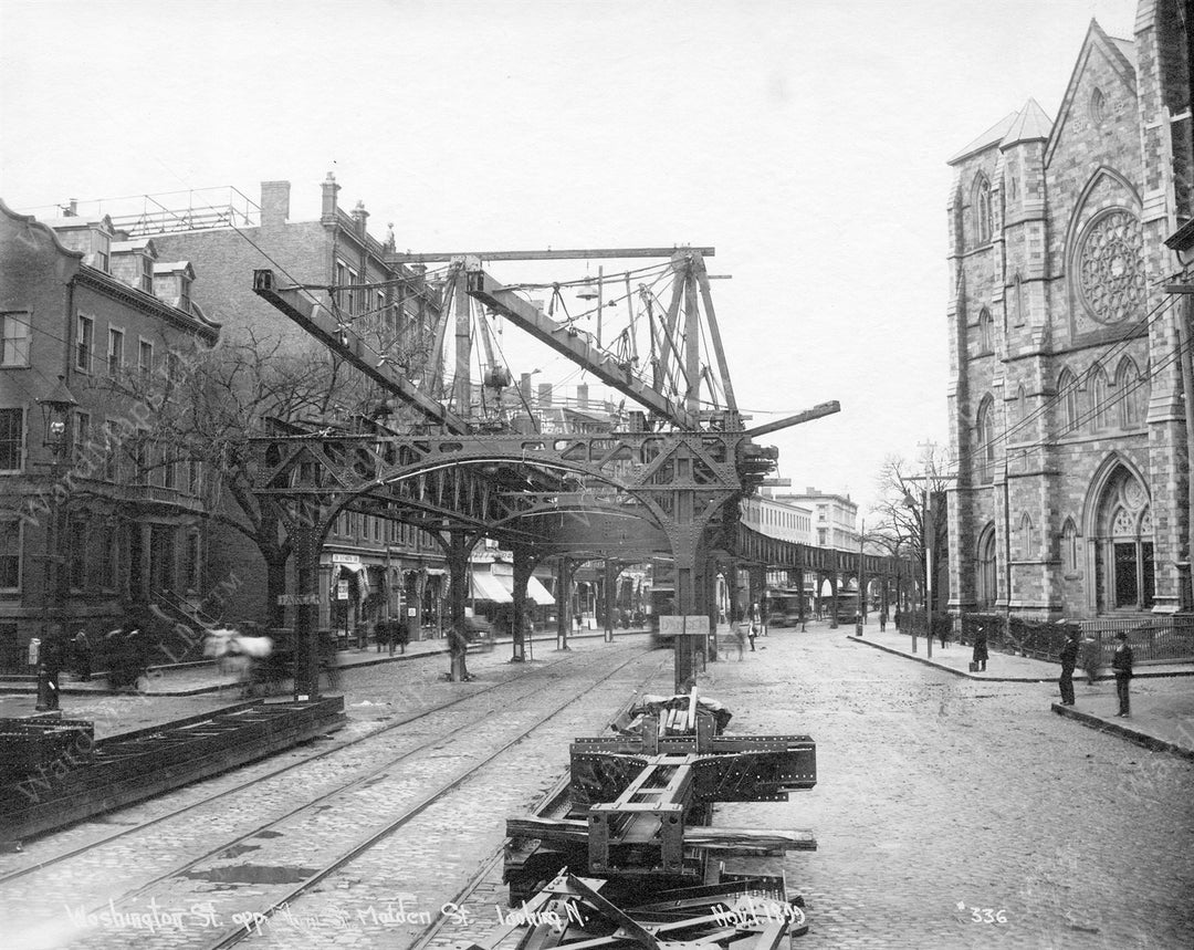 Erecting the Washington Street Elevated, Boston's South End, Massachusetts, November 1, 1899