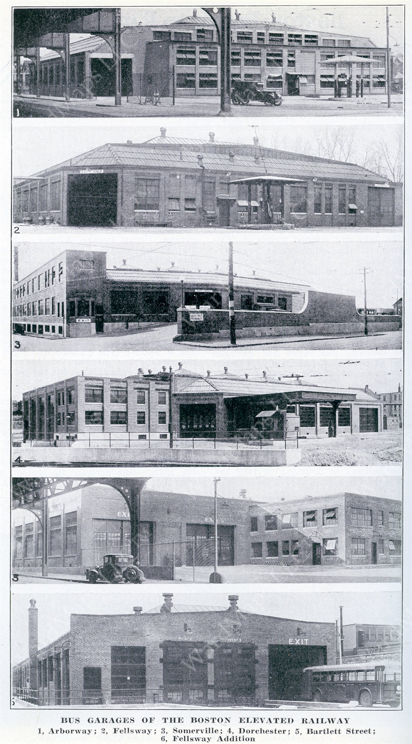 Boston Elevated Railway Co. Bus Garages, Boston and Somerville, Massachusetts, September 1932