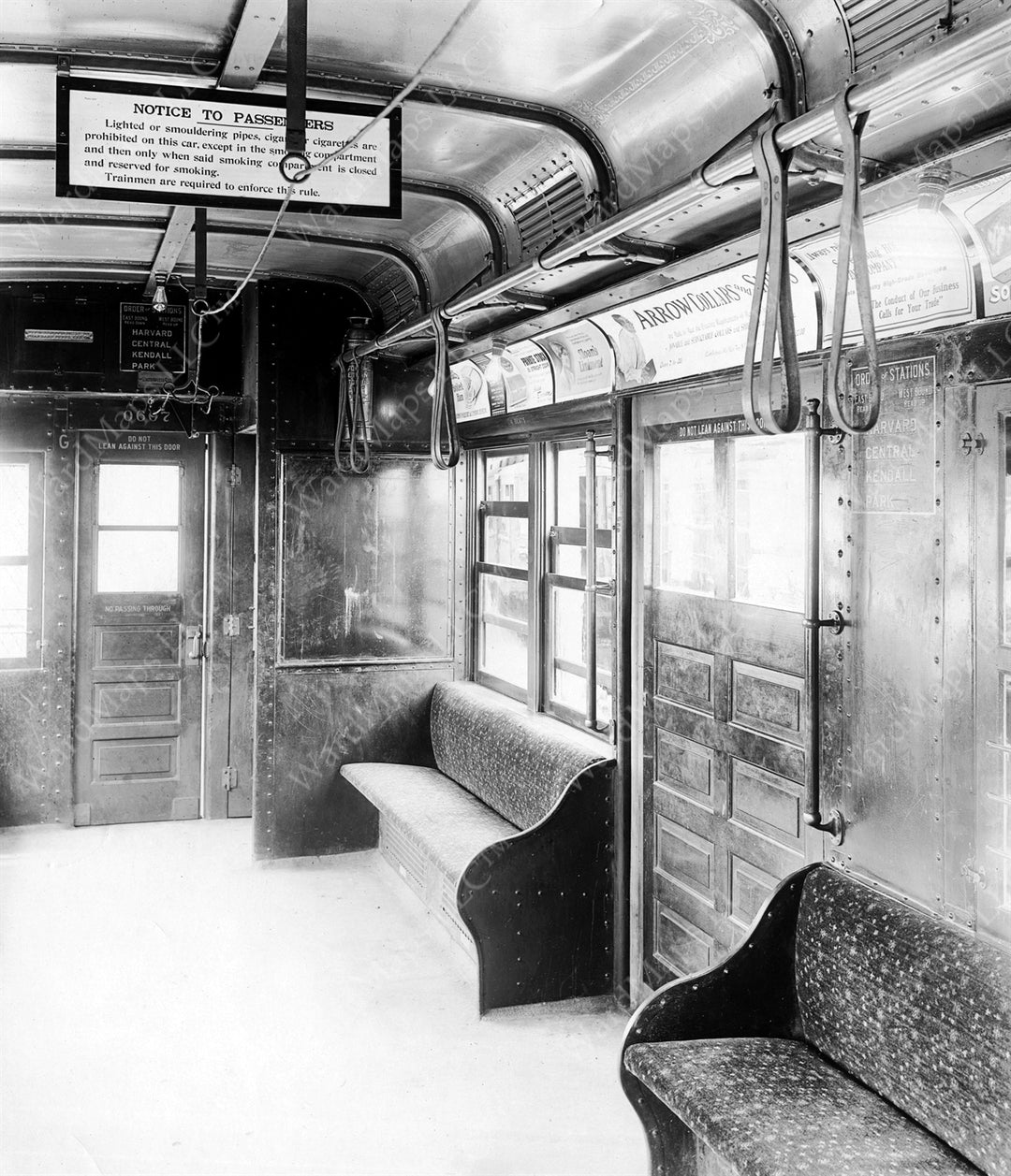 Cambridge-Dorchester Line Type 1 Rapid Transit Car Interior 1911