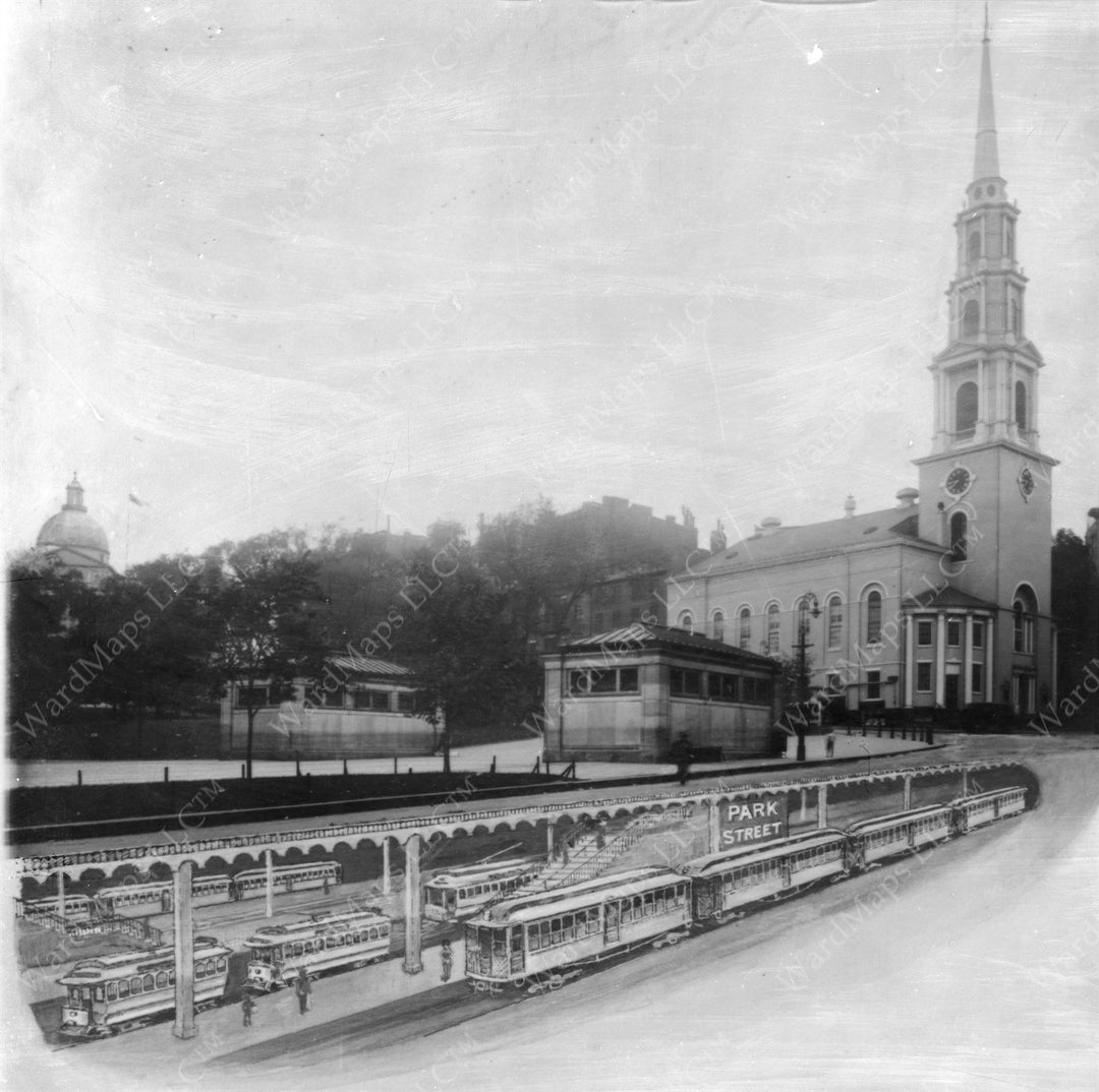 Park Street Station Composite, Boston, Massachusetts Circa 1901
