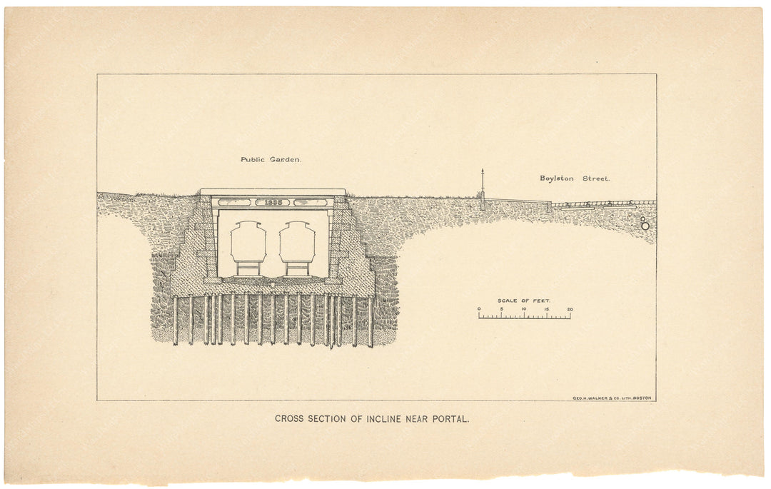 BTC Report 01 1895: Cross Section of Incline at Public Garden Portal, Boston, Massachusetts