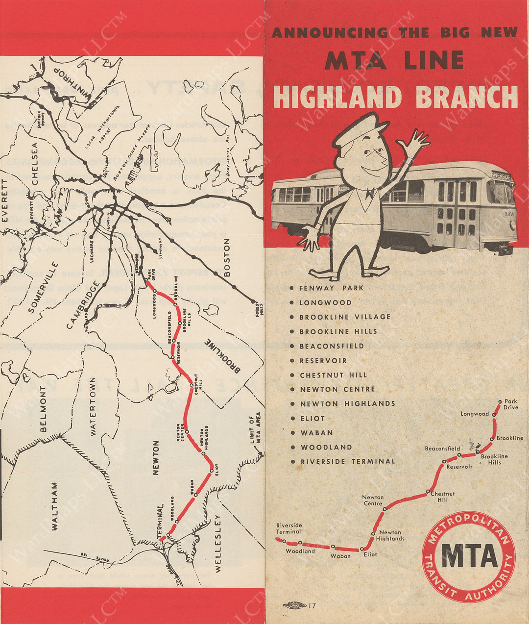 Boston MTA Highland Branch Pamphlet 1959