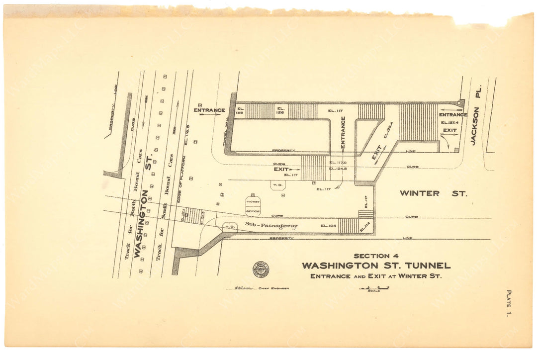 BTC Report 12 1906 Plate 01: Washington Street Tunnel, Winter Street Entrance