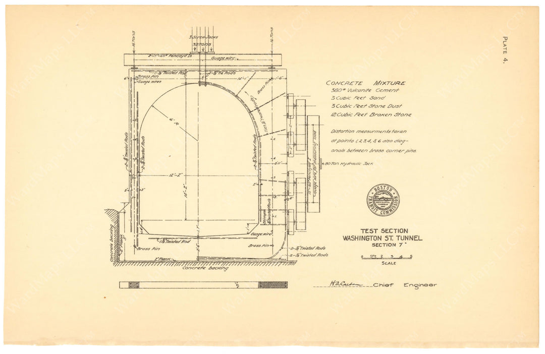 BTC Report 12 1906 Plate 04: Washington Street Tunnel Test Section