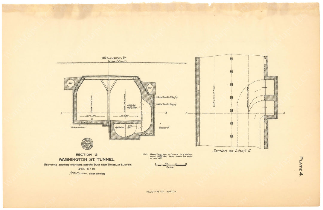 BTC Report 12 1906 Plate 04: Washington Street Tunnel Air Duct
