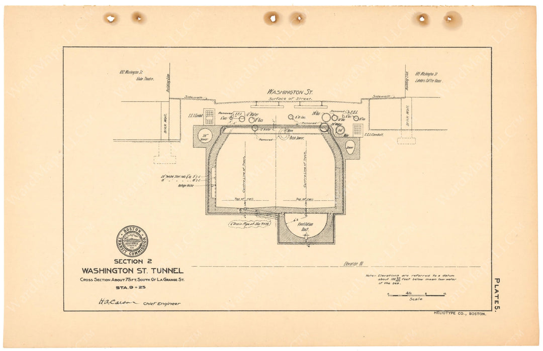 BTC Report 11 1905 Plate 05: Washington Street Tunnel Cross Section Near Lagrange Street