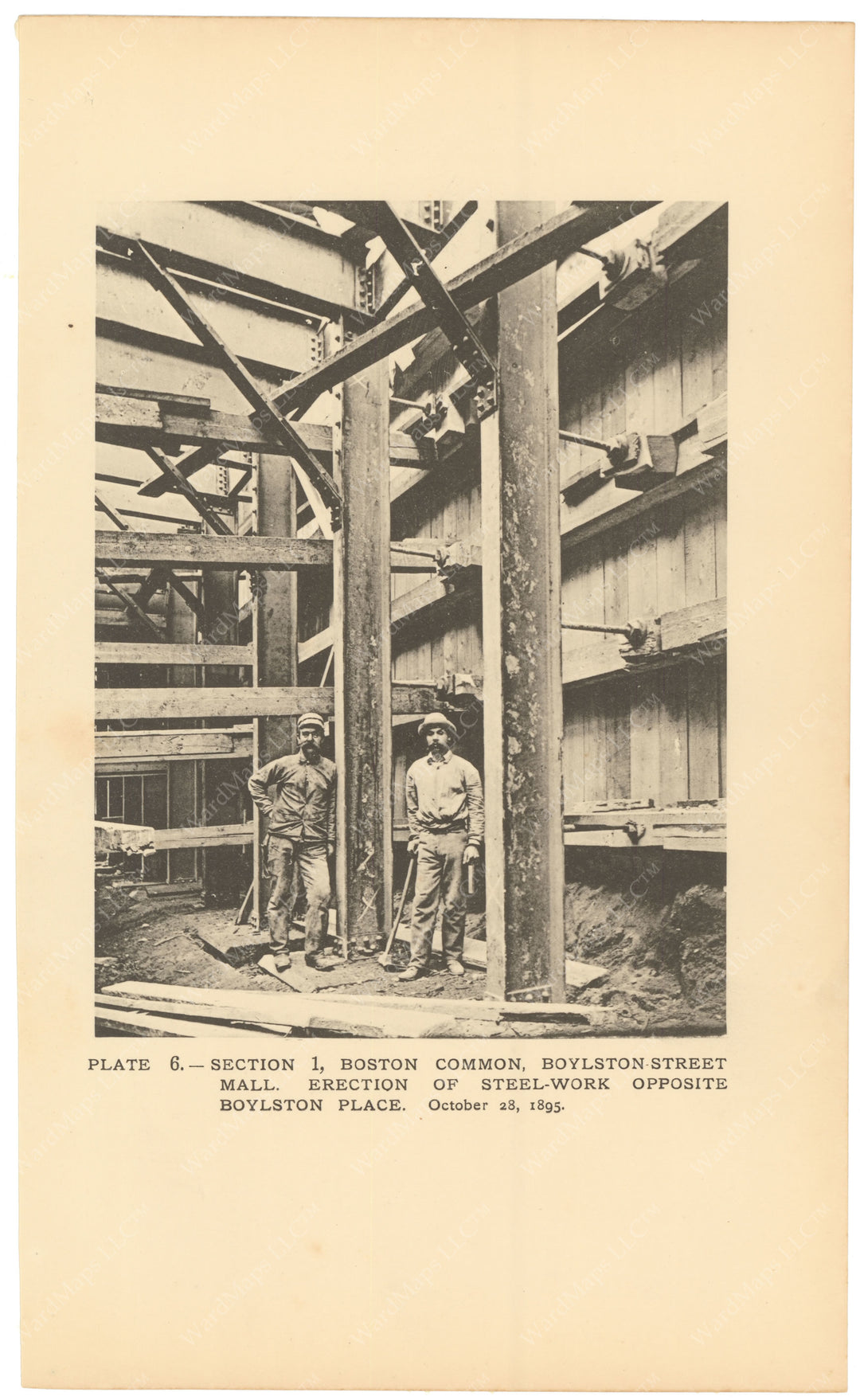 BTC Report 02 1896 Plate 06: Subway Steelwork at Boylston Street Mall, Boston, Massachusetts