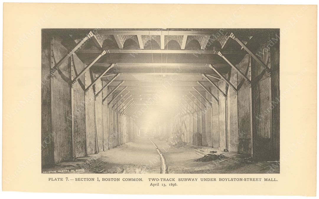 BTC Report 02 1896 Plate 07: Two Track Subway Beneath Boylston Street Mall, Boston, Massachusetts