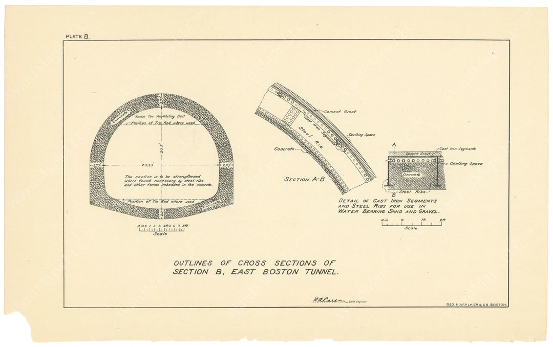 BTC Report 06 1900 Plate 08: East Boston Tunnel Cross Sections (Massachusetts)