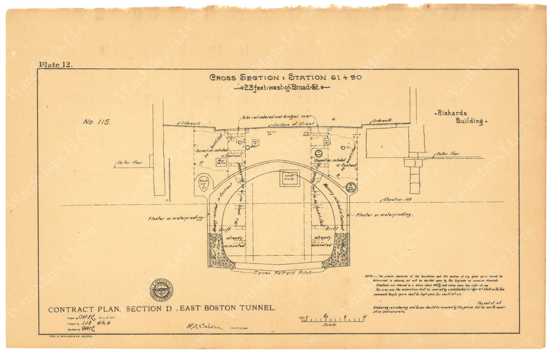 BTC Report 08 1902 Plate 12: East Boston Tunnel Cross Section at State Street (Massachusetts)