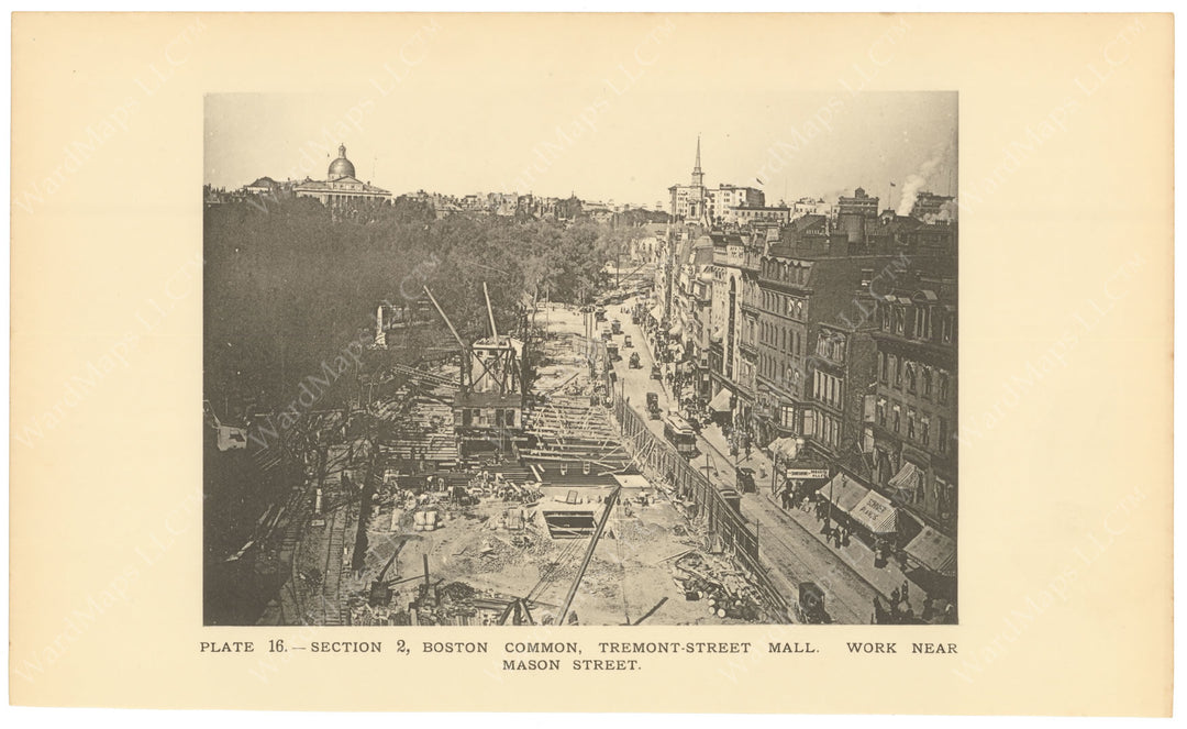 BTC Report 02 1896 Plate 16: Subway Work at Tremont Street, Boston, Massachusetts