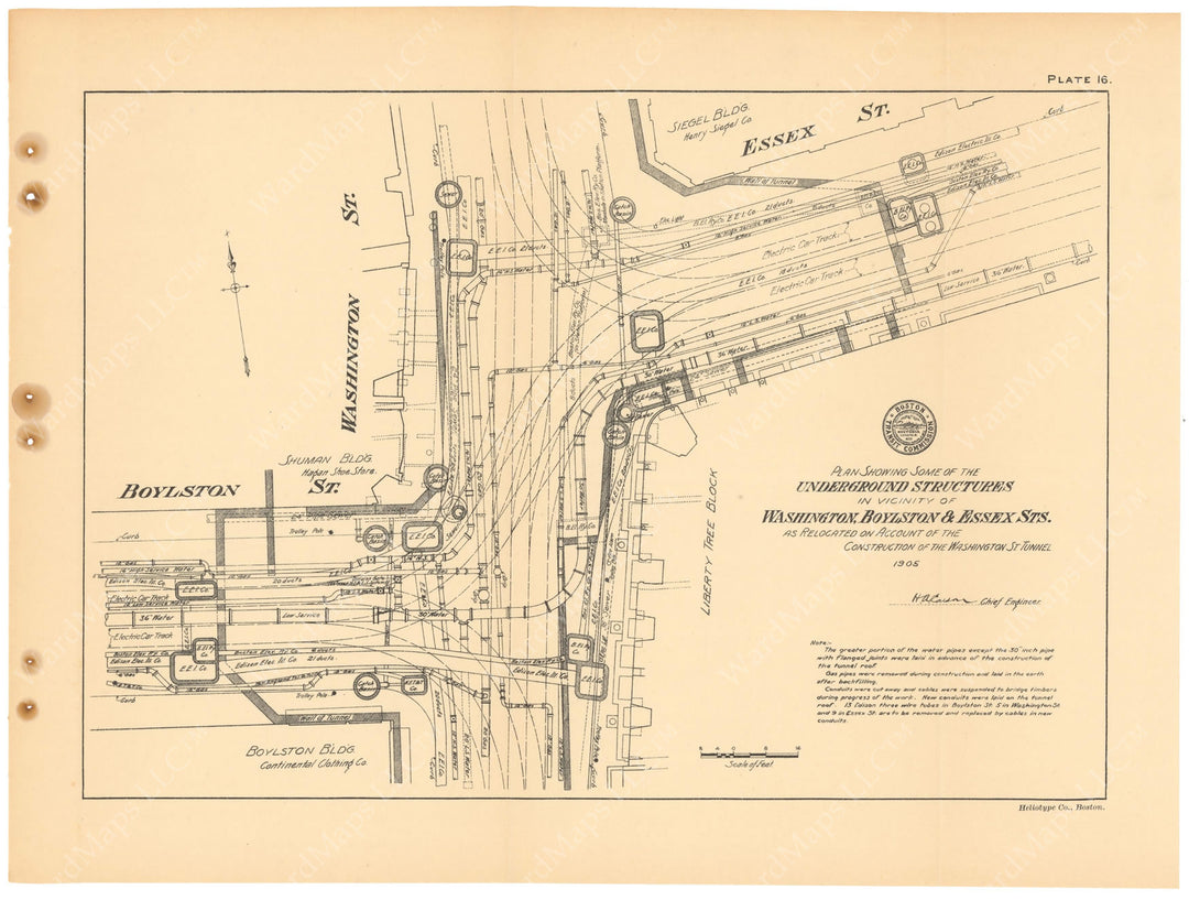 BTC Report 11 1905 Plate 16: Underground Structures, Washington at Essex Streets