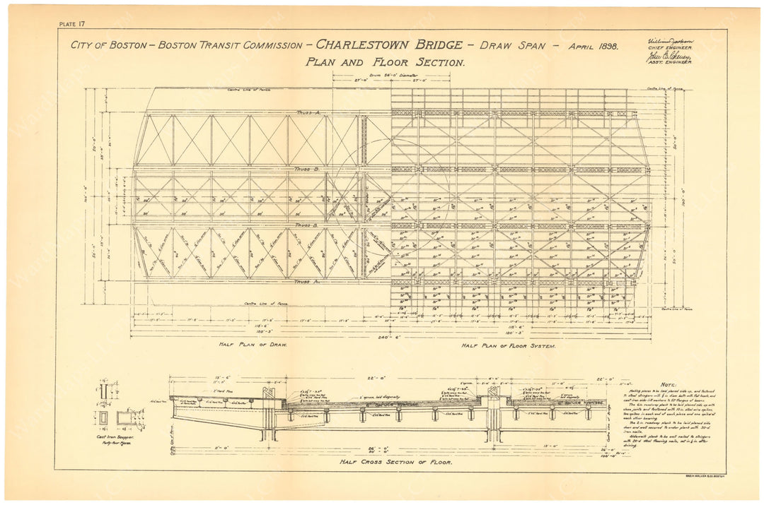 BTC Report 06 1900 Plate 17: Charlestown Bridge Draw Span, Boston, Massachusetts