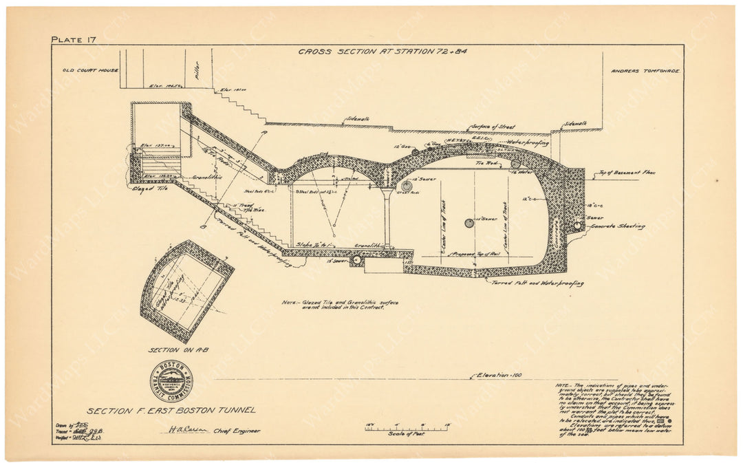 BTC Report 09 1903 Plate 17: Court Street Station Cross Section