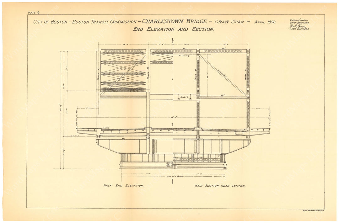 BTC Report 06 1900 Plate 18: Charlestown Bridge Draw Span, Boston, Massachusetts
