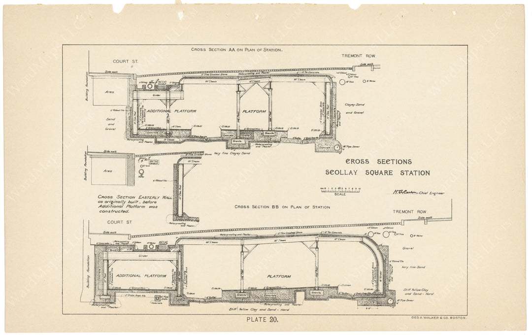 BTC Report 04 1898 Plate 20: Subway Cross Sections at Scollay Square
