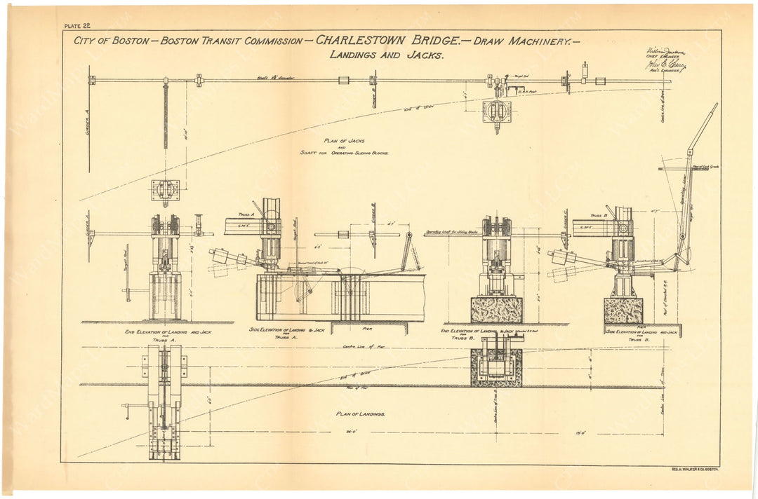 BTC Report 06 1900 Plate 22: Charlestown Bridge Draw Machinery, Boston, Massachusetts