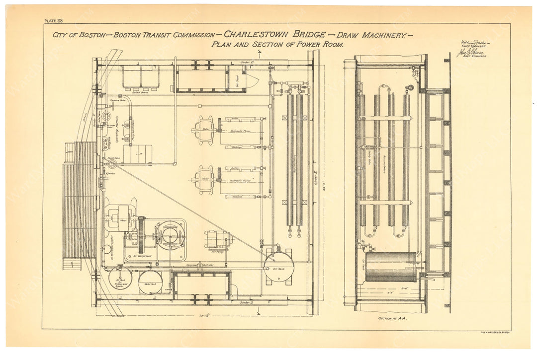 BTC Report 06 1900 Plate 23: Charlestown Bridge Power Room, Boston, Massachusetts