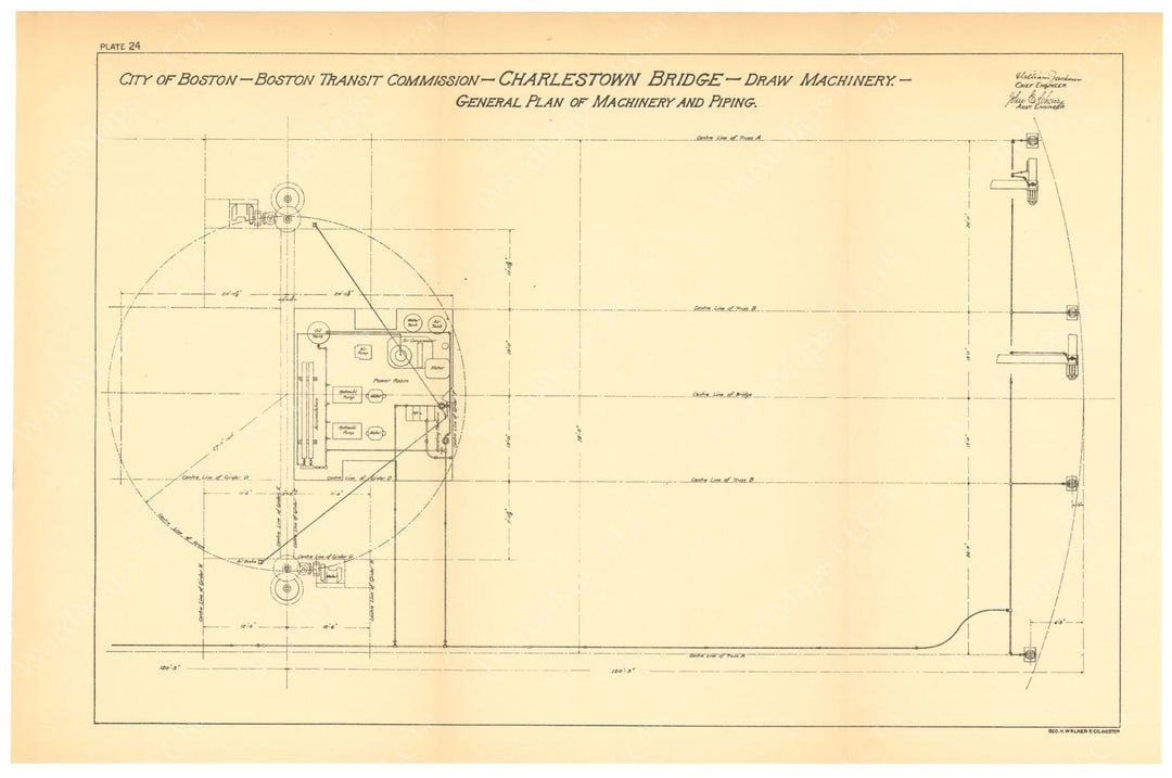 BTC Report 06 1900 Plate 24: Charlestown Bridge Draw Machinery, Boston, Massachusetts