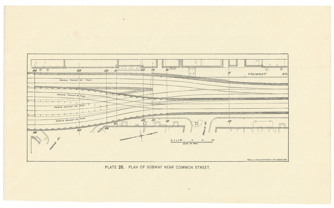 BTC Report 02 1896 Plate 26: Subway Plan Near Common St., Boston, Massachusetts