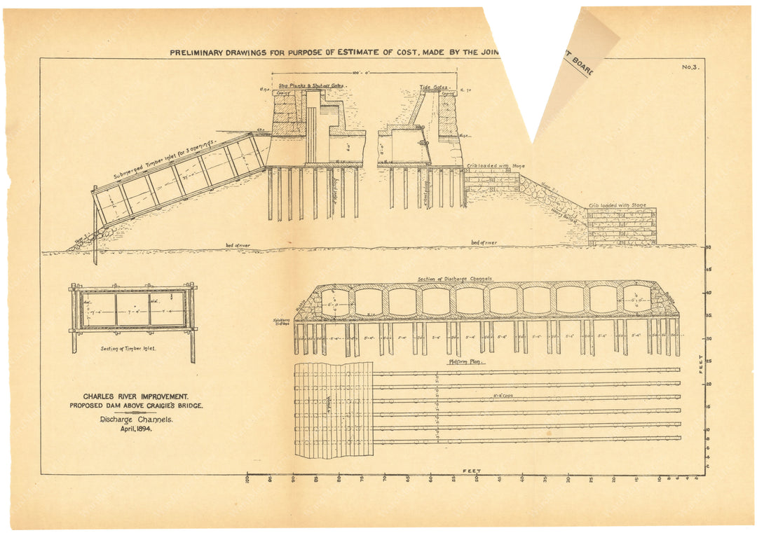 Charles River Dam Report 1903: Preliminary Drawing 1894 03 (Massachusetts)