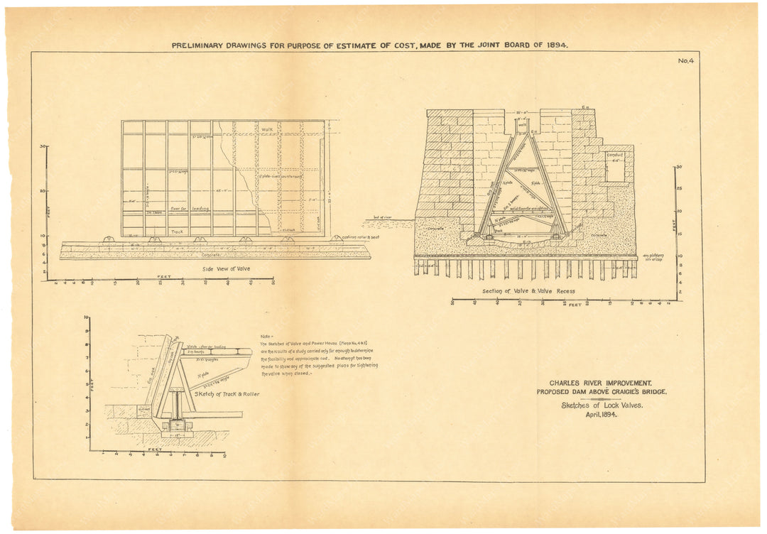 Charles River Dam Report 1903: Preliminary Drawing 1894 04 (Massachusetts)