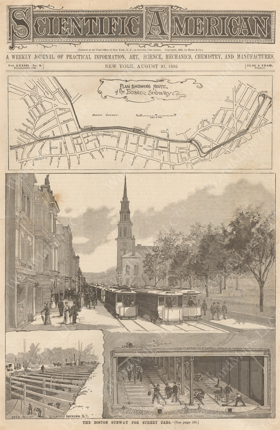 Tremont Street Subway, Boston, Massachusetts (Scientific American) 1895