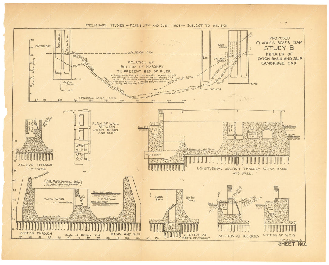 Charles River Dam Report 1903 Sheet 06: Study B Details (Massachusetts)