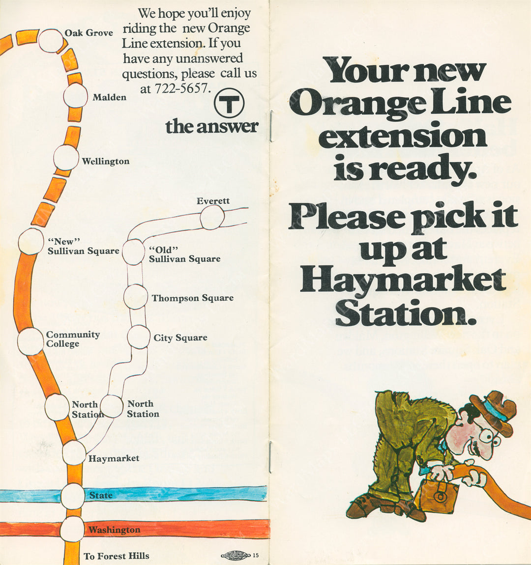 MBTA Haymarket-North Orange Line Extension Brochure Circa 1975 (Side A)