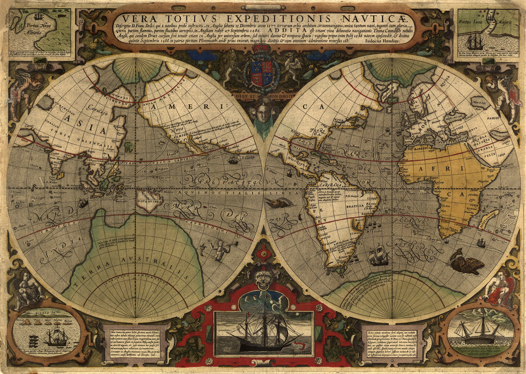 World Hemispheres Circa 1595