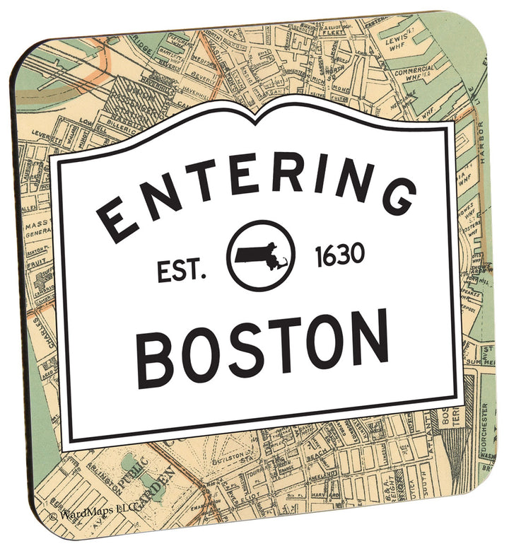 Entering Boston, Massachusetts Wood Coaster