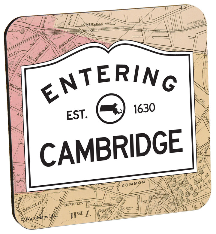 Entering Cambridge, Massachusetts Wood Coaster