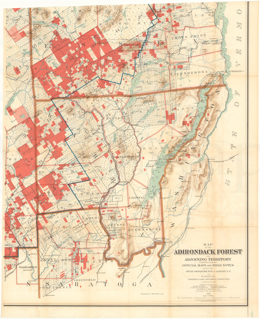 Adirondacks, New York 1895: Southeast Quad (Reproduction Only)