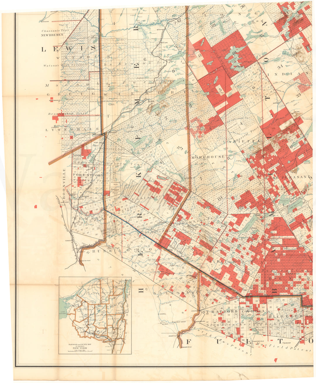 Adirondacks, New York 1895: Southwest Quad (Reproduction Only)