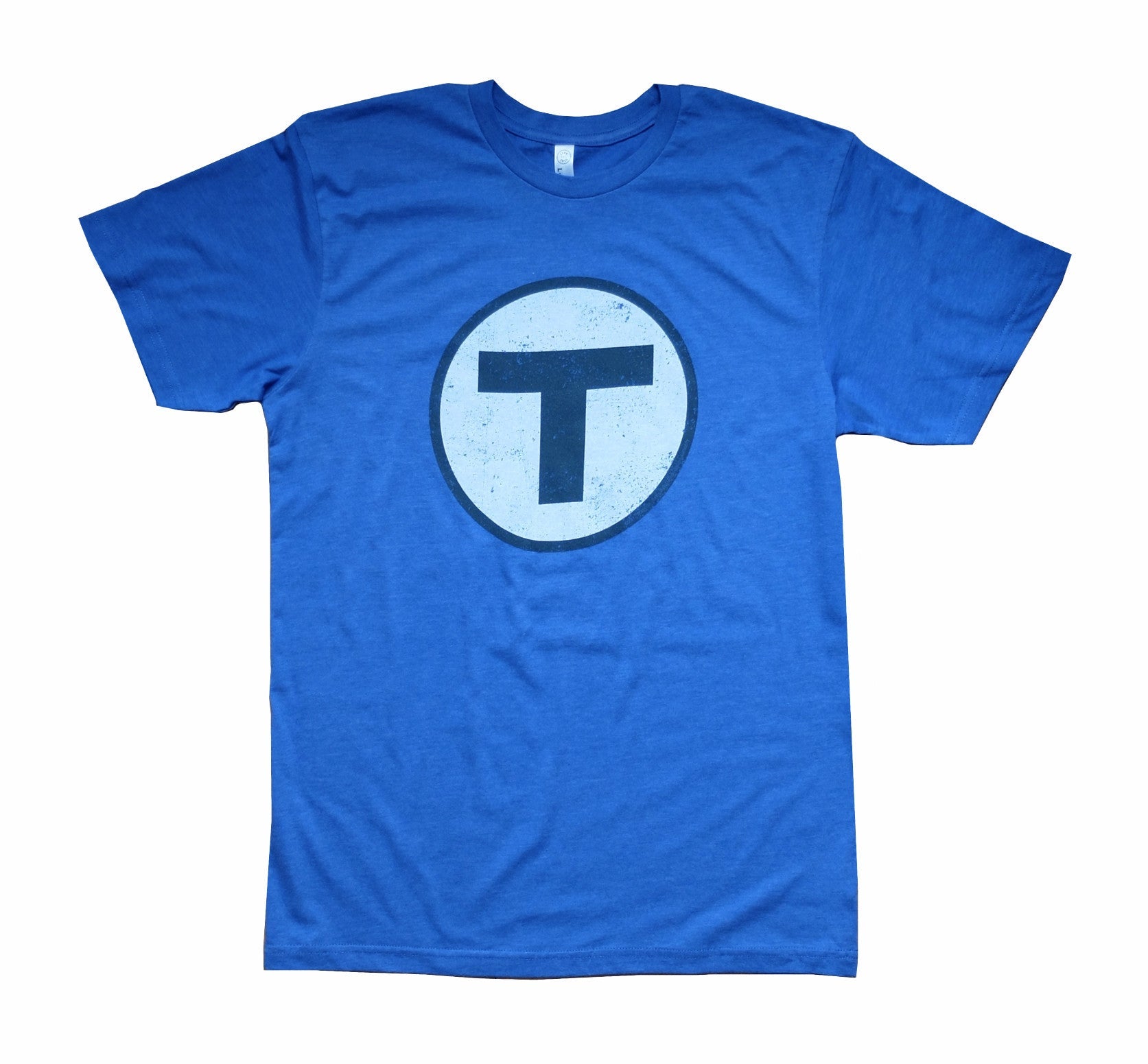 Blue T-Shirt with White & Black MBTA "T" Logo