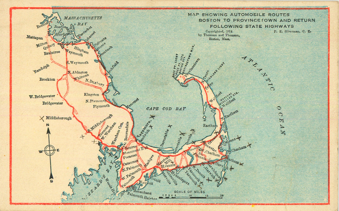 Automobile Routes Boston to Provincetown, Massachusetts