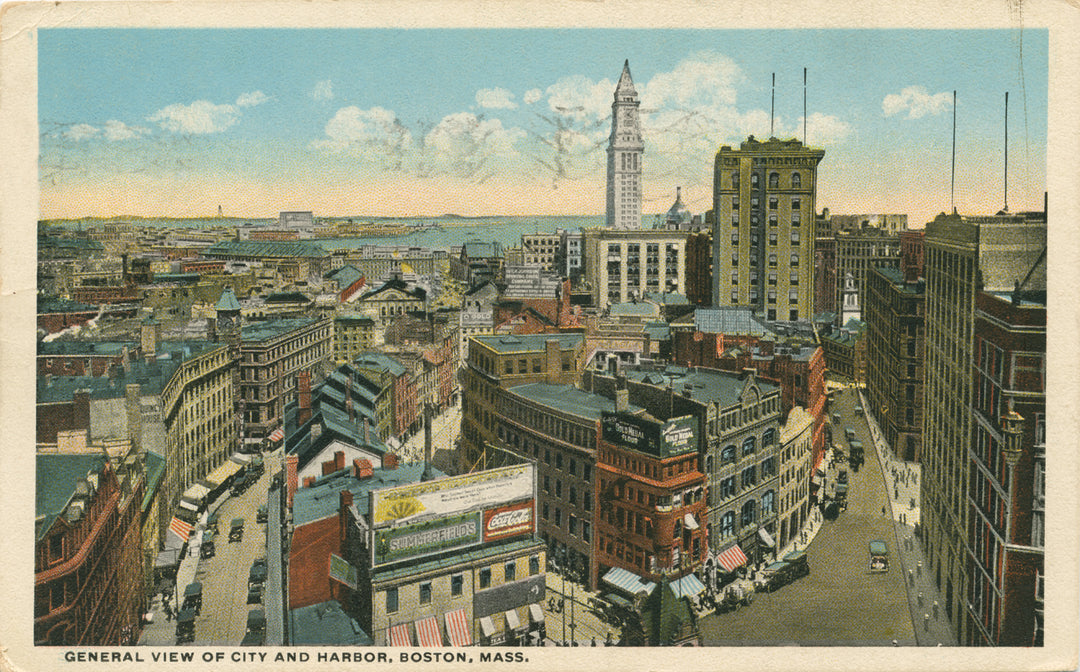Boston, Massachusetts Bird's Eye View: City and Harbor