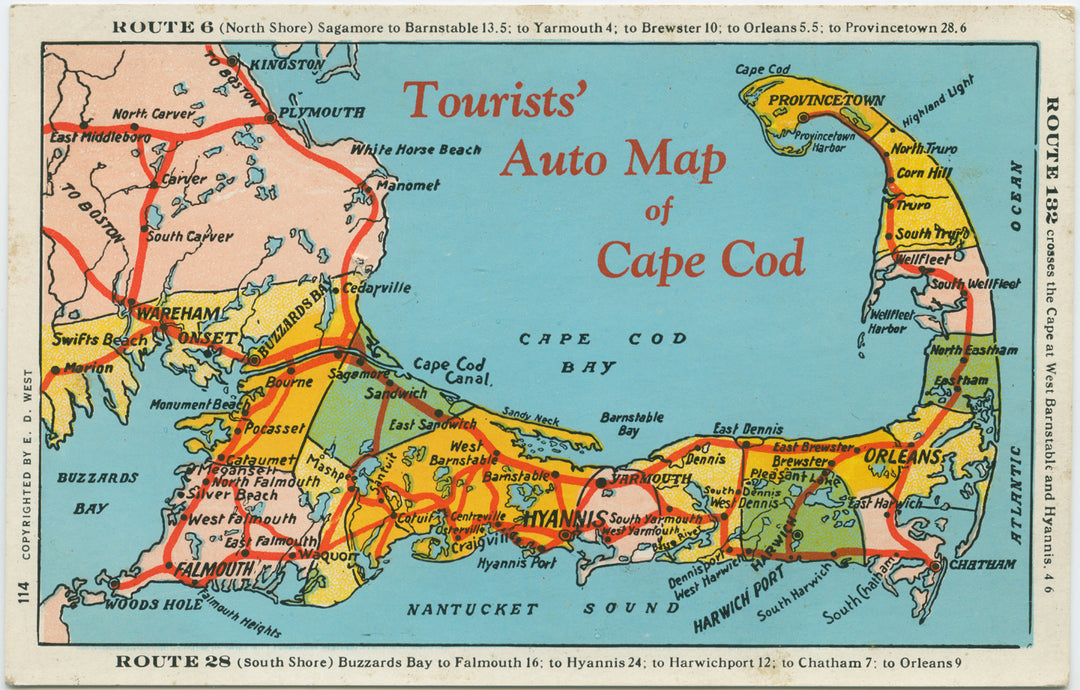 Cape Cod, Massachusetts: Tourist's Auto Map