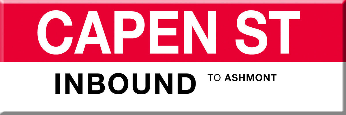 Red Line Station Magnet: Capen St; Inbound to Ashmont