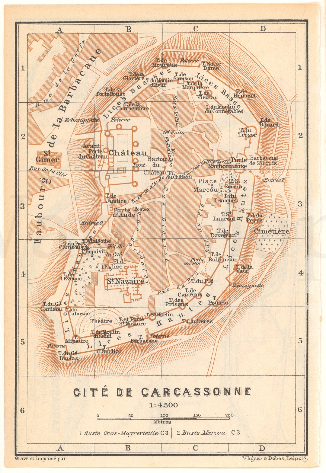 Carcassonne, France 1930: Walled City Center