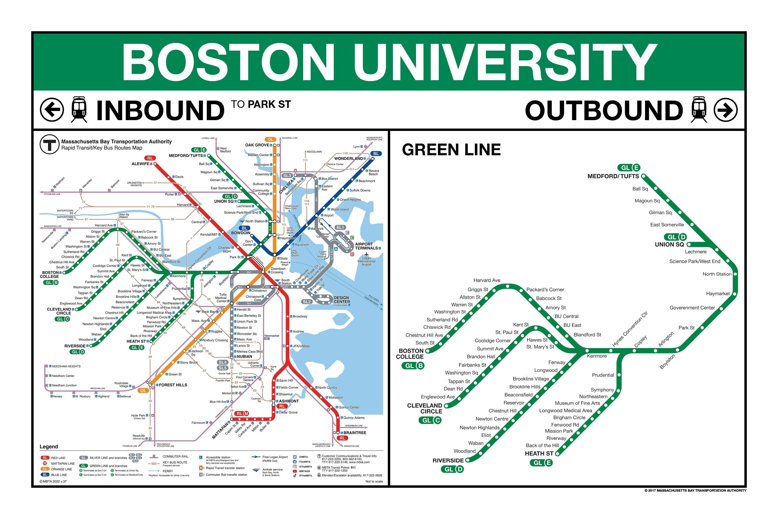 MBTA Green Line Station Panel Prints (18"x24")