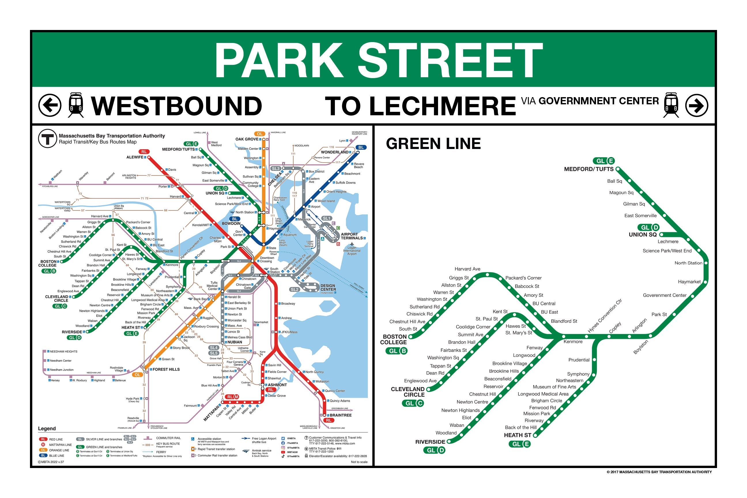 MBTA Green Line Station Panel Prints (18"x24")