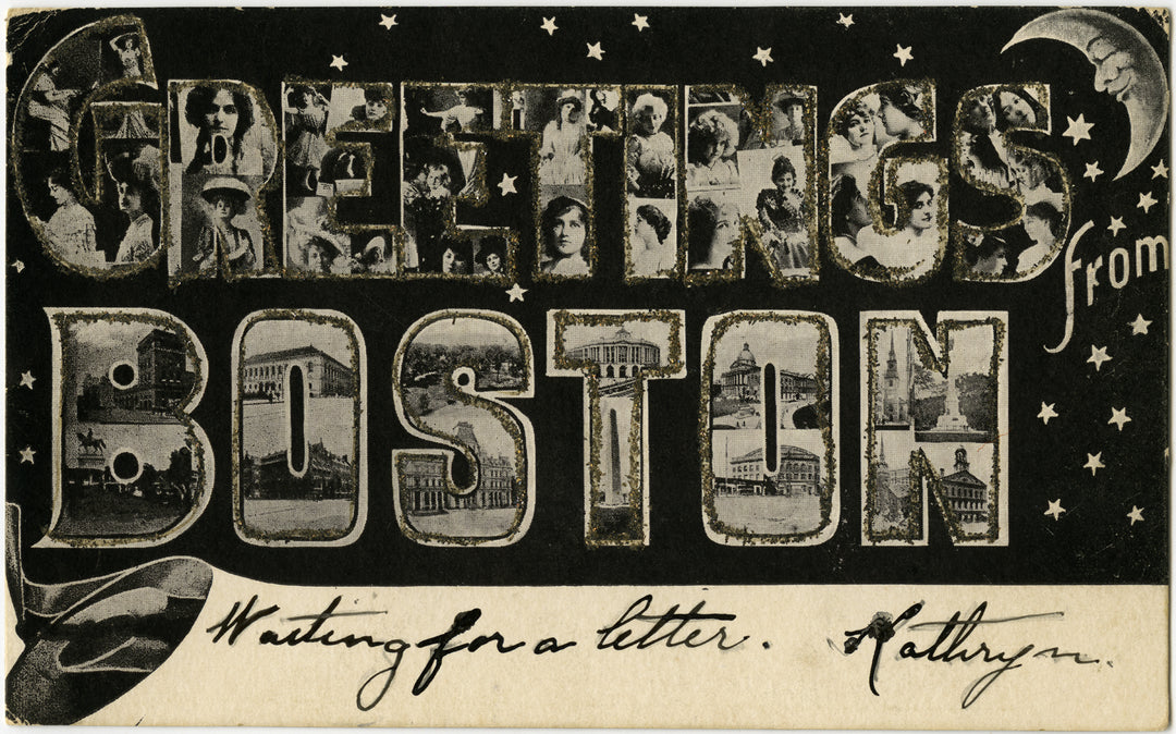 Greetings from Boston, Massachusetts (Night w/Glitter)