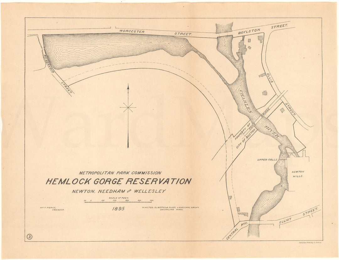 Hemlock Gorge Reservation, Newton, Needham, and Wellesley Massachusetts 1895